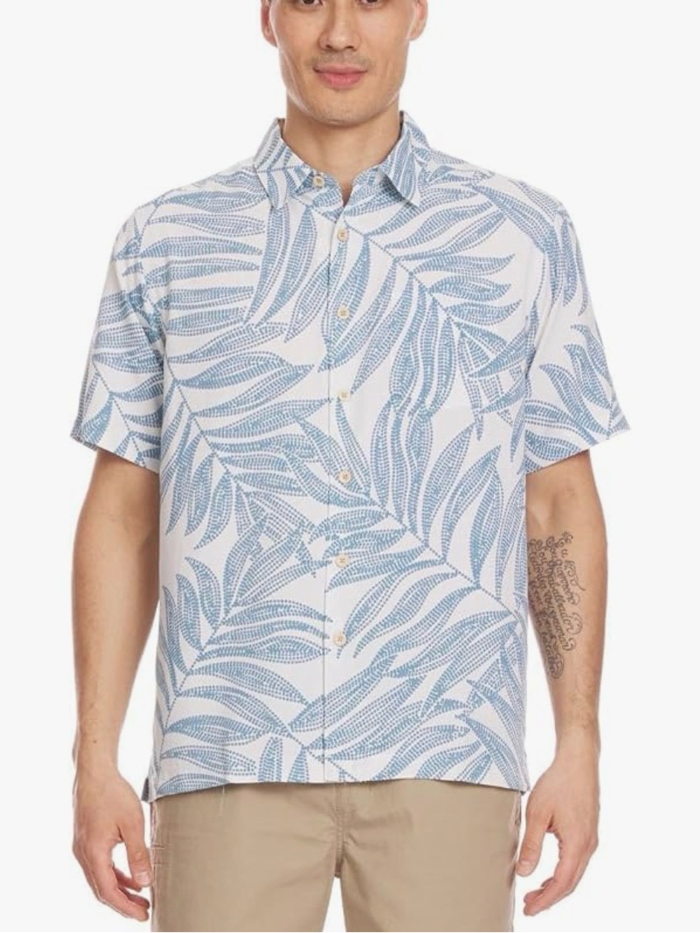 Men's Quicksilver Waterman Blue Palu Bay Button Up Shirt Size  Large Comfort Fit